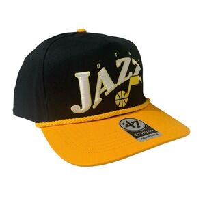 Utah Jazz '47 Brand Wave Black Hitch Yellow Rope Adjustable Snapback Hat